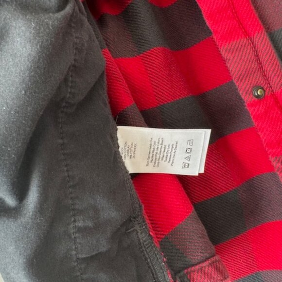 Eddie Bauer Womens Shacket Red Plaid Corduroy Flannel Snap Shirt Size Medium - Picture 5 of 5